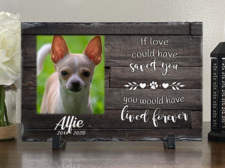 Personalized Dog Memorial   If Love Could Have Saved You  Personalized Picture Keepsake Memorial Slates