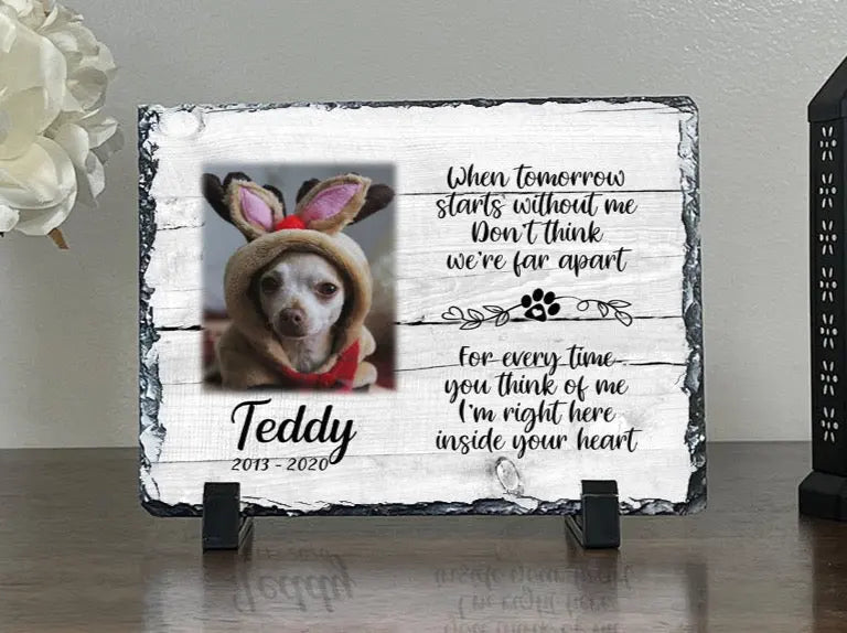 Personalized Dog Memorial   When Tomorrow Starts without me  Personalized Picture Keepsake Memorial Slates