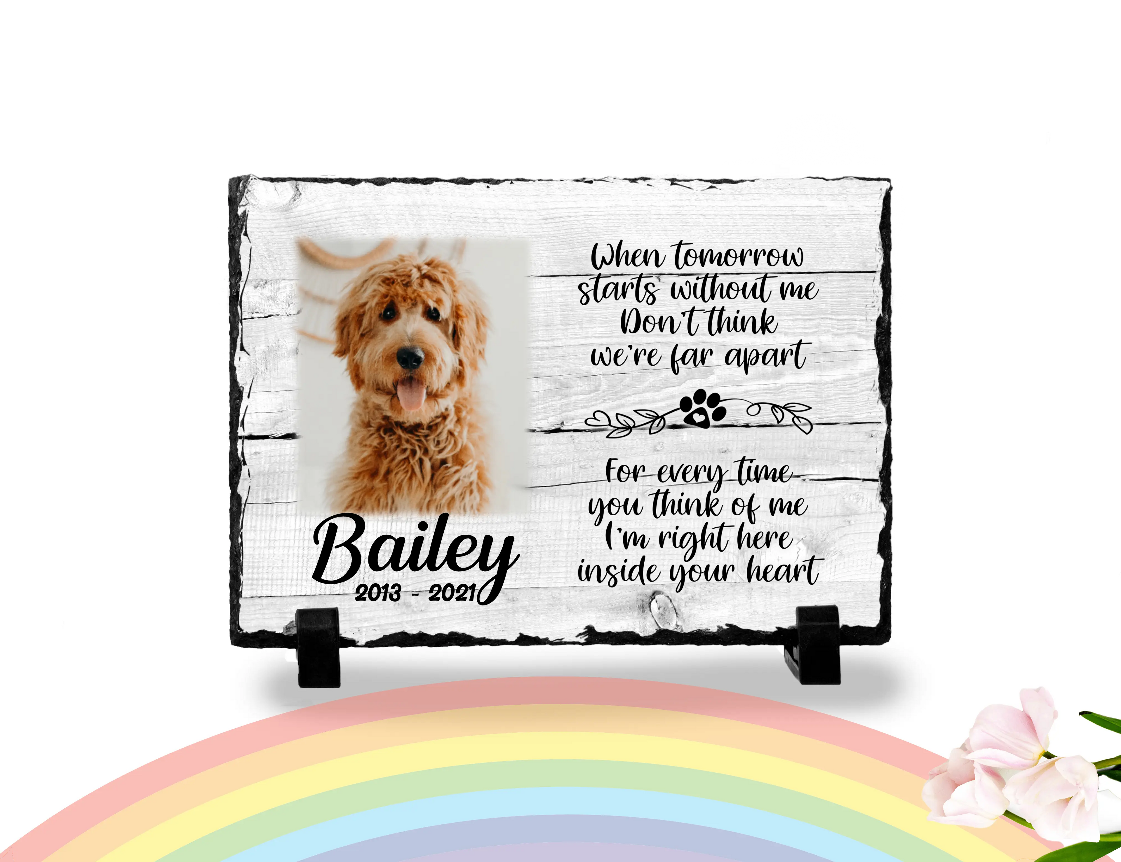 Personalized Dog Memorial   When Tomorrow Starts without me  Personalized Picture Keepsake Memorial Slates