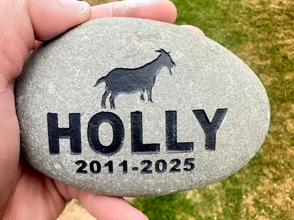 Dog headstones Grave Marker Custom Engraved Pet Memorial River Rock Stone Heart Paw Print