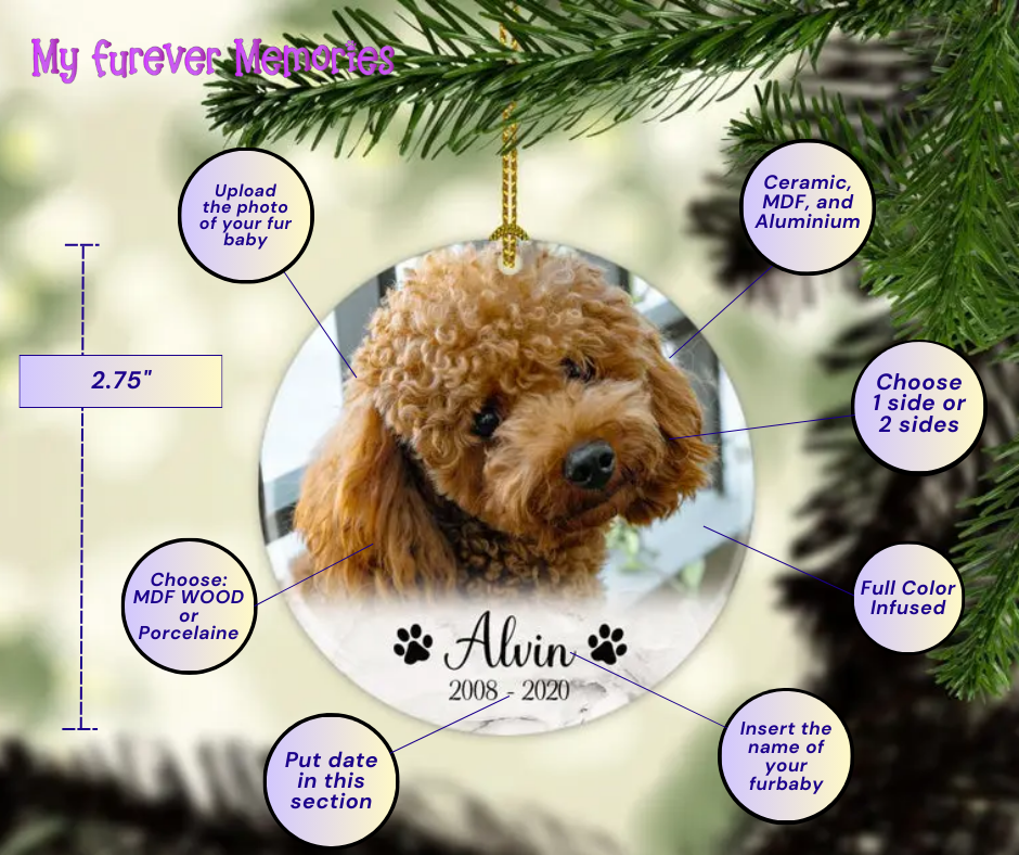 Personalized Dog Memorial  Christmas Ornament Personalized Picture Keepsake